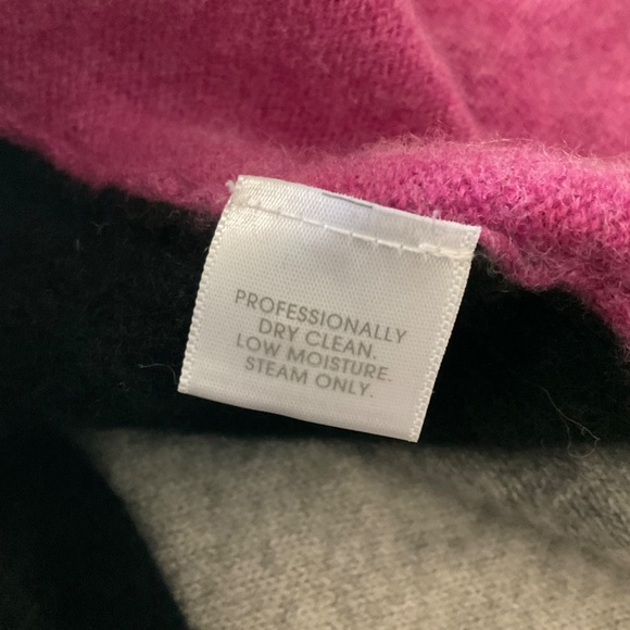 Charter club cashmere 2-ply color blocked cardigan sweater pink/grey w/ flaw - Picture 4 of 12